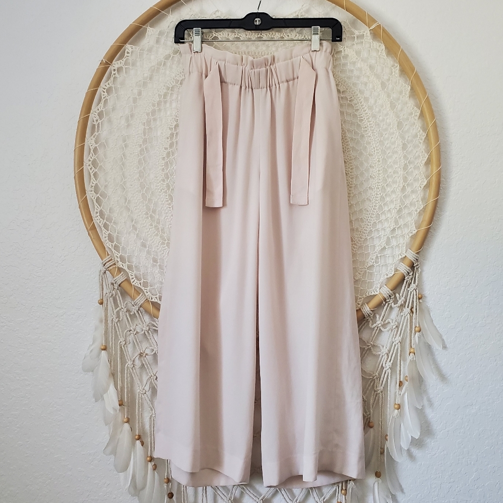 Vince Cinched Waist Coulotte Pull On Wide Leg Pants in Sandstone Womens Size M